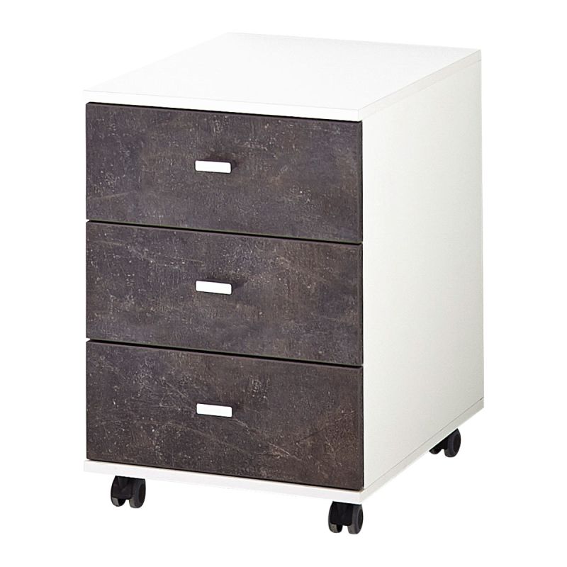 Rollcontainer Sort mit 3 Schubkästen 40 x 57 x 49 cm weiß/Basalto-Dunkel