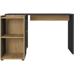 Schreibtisch Antonio integr Sideboboard mit offenen Fächern 129 x 76 x 107 cm graphit/Navarra-Eiche-Nachbildung Schreibtisch Antonio integr Sideboboard mit offenen Fächern 129 x 76 x 107 cm graphit/Navarra-Eiche-Nachbildung