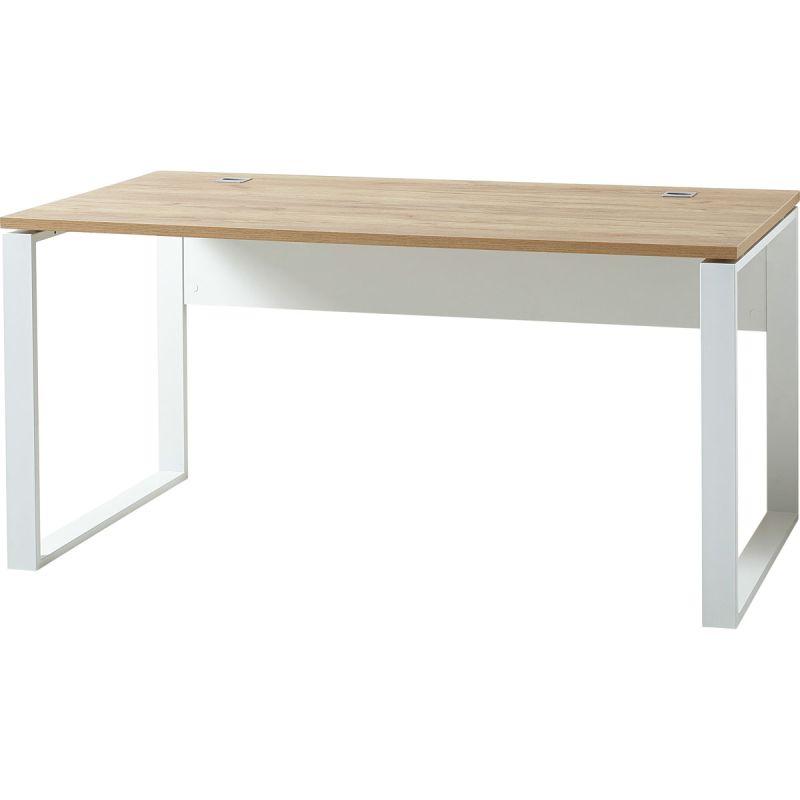 Schreibtisch Lionel mit Metallkufen 158 x 75 x 79 cm weiß/Navarra-Eiche-Nachbildung