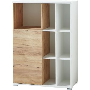 Aktenschrank Lionel mit offenen Fächern und Push-to-open Technik 85 x 120 x 40 cm weiß/Navarra-Eiche-Nachbildung Aktenschrank Lionel mit offenen Fächern und Push-to-open Technik 85 x 120 x 40 cm weiß/Navarra-Eiche-Nachbildung
