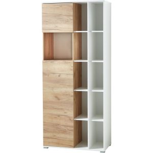 Aktenschrank Lionel mit offenen Fächern und Push-to-open Technik 85 x 197 x 40 cm weiß/Navarra-Eiche-Nachbildung Aktenschrank Lionel mit offenen Fächern und Push-to-open Technik 85 x 197 x 40 cm weiß/Navarra-Eiche-Nachbildung