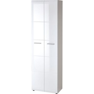 Garderobenschrank Adison Fronten in Hochglanz mit Rillenfräsung 59 x 197 x 37 cm weiß Garderobenschrank Adison Fronten in Hochglanz mit Rillenfräsung 59 x 197 x 37 cm weiß