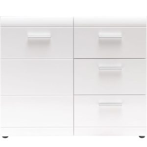 Kommode Adison Fronten in Hochglanz mit Rillenfräsung 96 x 86 x 40 cm weiß Kommode Adison Fronten in Hochglanz mit Rillenfräsung 96 x 86 x 40 cm weiß