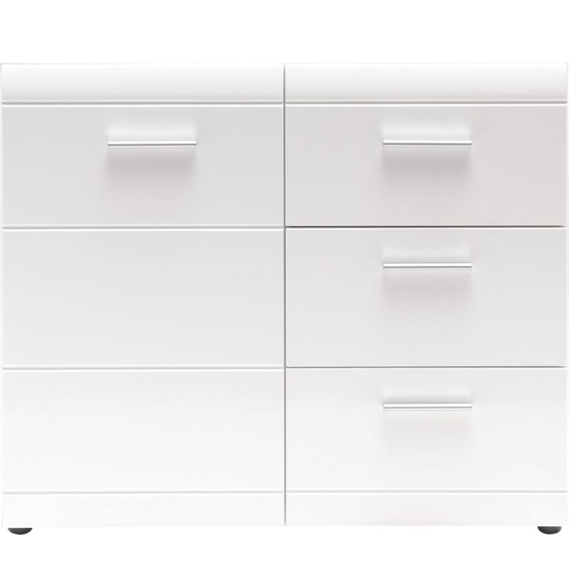 Kommode Adison Fronten in Hochglanz mit Rillenfräsung 96 x 86 x 40 cm weiß