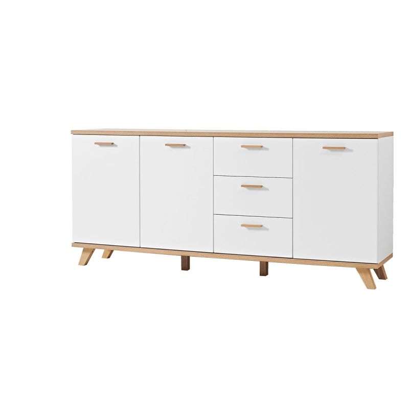 Sideboard Helsinki skandinavisches Design 196 x 85 x 40 cm weiß/Sanremo-Eiche-Nachbildung