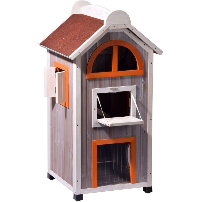 dobar Großes Katzenhaus Fancy Cat 58 x 109 x 55 cm mehrfarbig