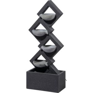 dobar XL Design-Gartenbrunnen mit LEDs 20,5 x 100,5 x 41,5 cm grau