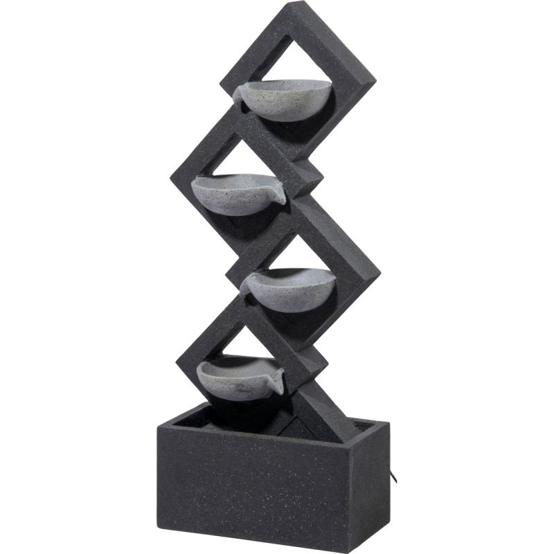 dobar XL Design-Gartenbrunnen mit LEDs 20,5 x 100,5 x 41,5 cm grau