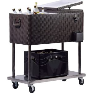 dobar Servierwagen Tahiti 83 x 87 x 48 cm Rattanoptik dunkelgrau dobar Servierwagen Tahiti 83 x 87 x 48 cm Rattanoptik dunkelgrau