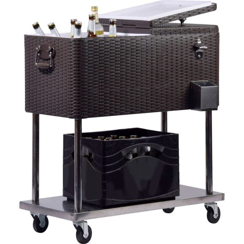 dobar Servierwagen Tahiti 83 x 87 x 48 cm Rattanoptik dunkelgrau