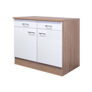 Flex-Well Küchenunterschrank „Samoa“, 100x85x60 cm, weiß/Sonoma Eiche Flex-Well Küchenunterschrank „Samoa“, 100x85x60 cm, weiß/Sonoma Eiche
