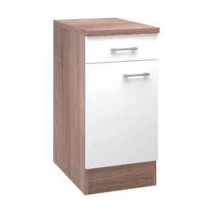 Flex-Well Küchenunterschrank „Samoa“, 40x85x60 cm, weiß/Sonoma Eiche Flex-Well Küchenunterschrank „Samoa“, 40x85x60 cm, weiß/Sonoma Eiche