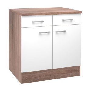 Flex-Well Küchenunterschrank „Samoa“, 80x85x60 cm, weiß/Sonoma Eiche Flex-Well Küchenunterschrank „Samoa“, 80x85x60 cm, weiß/Sonoma Eiche