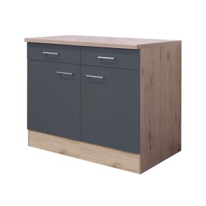 Flex-Well Küchenunterschrank „Tiago", 100x85x60 cm, basaltgrau/San Remo Eiche Flex-Well Küchenunterschrank „Tiago", 100x85x60 cm, basaltgrau/San Remo Eiche