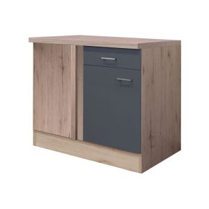 Flex-Well Küchen-Eckunterschrank „Tiago“, 110x85x60 cm, basaltgrau/San Remo Eiche Flex-Well Küchen-Eckunterschrank „Tiago“, 110x85x60 cm, basaltgrau/San Remo Eiche