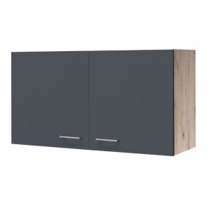 Flex-Well Küchenoberschrank „Tiago“, 100×54,8×32 cm, basaltgrau/San Remo Eiche Flex-Well Küchenoberschrank „Tiago“, 100×54,8×32 cm, basaltgrau/San Remo Eiche