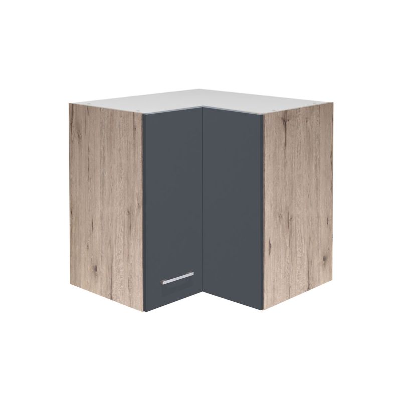 Flex-Well Küchen-Eckoberschrank „Tiago“, 60/60x54,8x32 cm, basaltgrau/San Remo Eiche