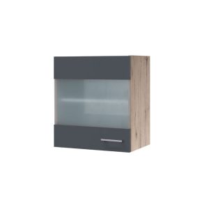 Flex-Well Küchen-Glasoberschrank „Tiago“, 50×54,8×32 cm, basaltgrau/San Remo Eiche Flex-Well Küchen-Glasoberschrank „Tiago“, 50×54,8×32 cm, basaltgrau/San Remo Eiche