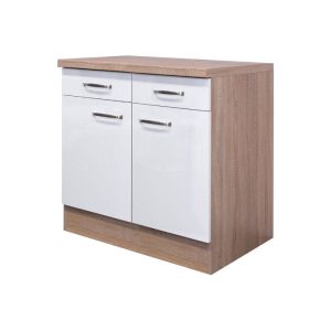 Flex-Well Küchenunterschrank „Valero“, 80x86x60 cm, weiß/Sonoma Eiche Flex-Well Küchenunterschrank „Valero“, 80x86x60 cm, weiß/Sonoma Eiche