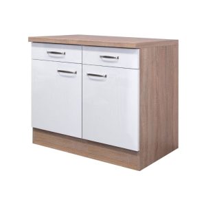 Flex-Well Küchenunterschrank „Valero“, 100x86x60 cm, weiß/Sonoma Eiche Flex-Well Küchenunterschrank „Valero“, 100x86x60 cm, weiß/Sonoma Eiche
