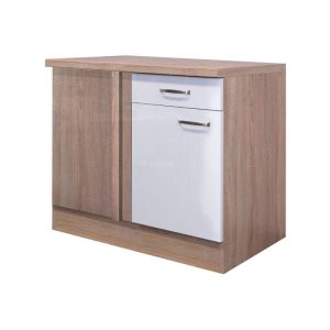 Flex-Well Küchen-Eckunterschrank „Valero“, 110x86x60 cm, weiß/Sonoma Eiche Flex-Well Küchen-Eckunterschrank „Valero“, 110x86x60 cm, weiß/Sonoma Eiche