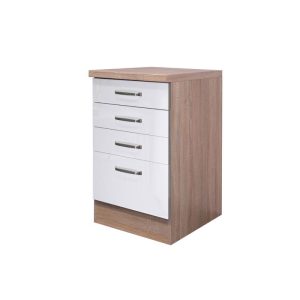 Flex-Well Küchenunterschrank „Valero“, 50x86x60 cm, weiß/Sonoma Eiche Flex-Well Küchenunterschrank „Valero“, 50x86x60 cm, weiß/Sonoma Eiche