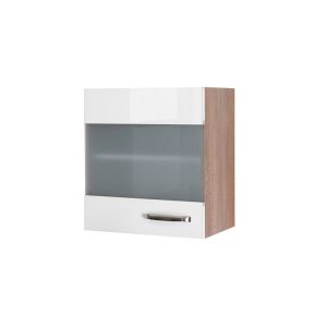 Flex-Well Küchen-Glasoberschrank „Valero“, 50×54,8×32 cm, weiß/Sonoma Eiche Flex-Well Küchen-Glasoberschrank „Valero“, 50×54,8×32 cm, weiß/Sonoma Eiche