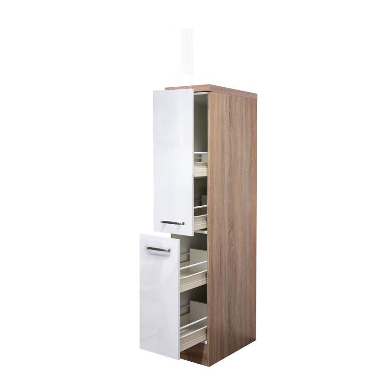 Flex-Well Demi-Apothekerschrank „Valero“, 30x162x60 cm, weiß/Sonoma Eiche