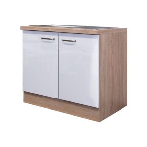 Flex-Well Spülenunterschrank „Valero“, 100×82,2×57,1 cm, weiß/Sonoma Eiche, inkl. Spüle Flex-Well Spülenunterschrank „Valero“, 100×82,2×57,1 cm, weiß/Sonoma Eiche, inkl. Spüle