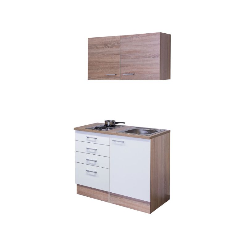 Flex-Well Miniküche „SAMOA 501-000“, 100x60 cm, weiß-sonoma eiche