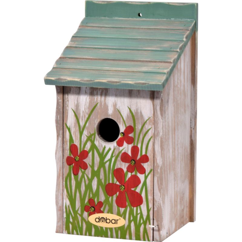 dobar Nistkasten 15 x 14,5 x 28 cm mehrfarbig blaues Dach