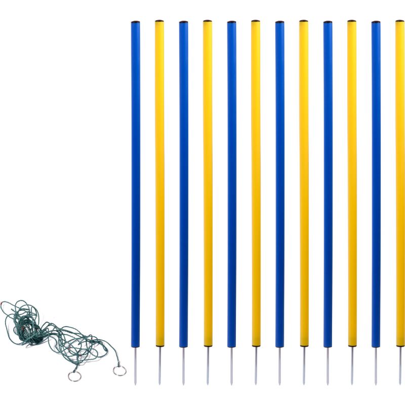 dobar Agility Slalom-Set 3 x 3 x 110 cm blau/gelb 12-teilig