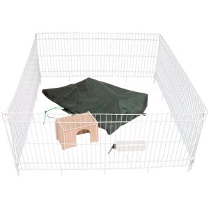 dobar XL-Kaninchengehege-Set 119,5 x 119,5 x 52 cm weiß