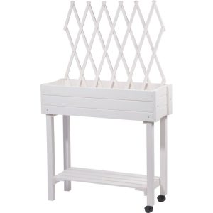 dobar Hochbeet mit Rankhilfe rollbar 79 x 130 x 28,5 cm weiß dobar Hochbeet mit Rankhilfe rollbar 79 x 130 x 28,5 cm weiß