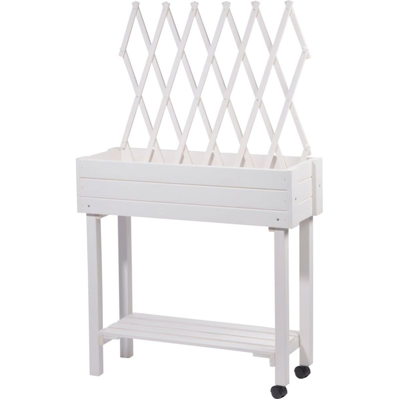 dobar Hochbeet mit Rankhilfe rollbar 79 x 130 x 28,5 cm weiß