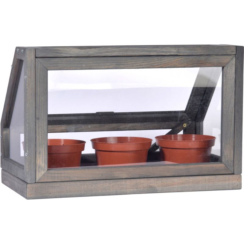 dobar Mini-Gewächshaus 38 x 24,5 x 20 cm grau
