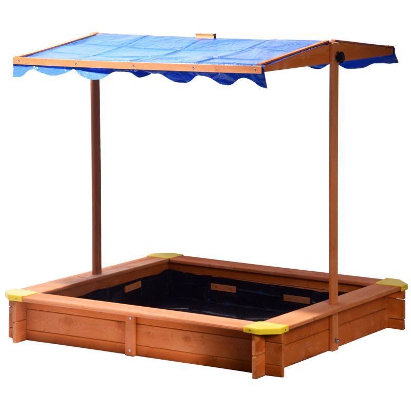dobar Sandkasten aus FSC-Holz inkl Bodenplane 117 x 117 x 117 cm