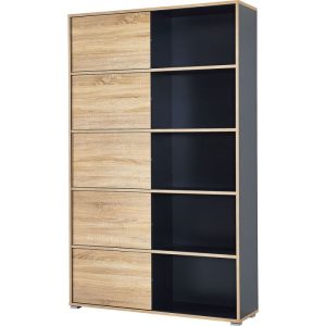 Schiebetürregal 120 x 196 x 35 cm anthrazit/Sonoma Eiche Schiebetürregal 120 x 196 x 35 cm anthrazit/Sonoma Eiche