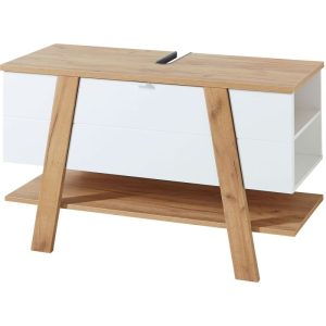 Waschbecken-Unterschrank 111 x 67 x 46 cm weiß/Navarra Eiche Waschbecken-Unterschrank 111 x 67 x 46 cm weiß/Navarra Eiche