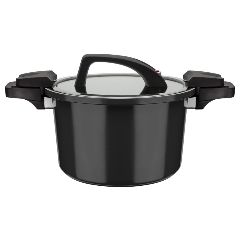 GSW Energiespartopf Gourmet nero mit Glasdeckel 24cm 6L