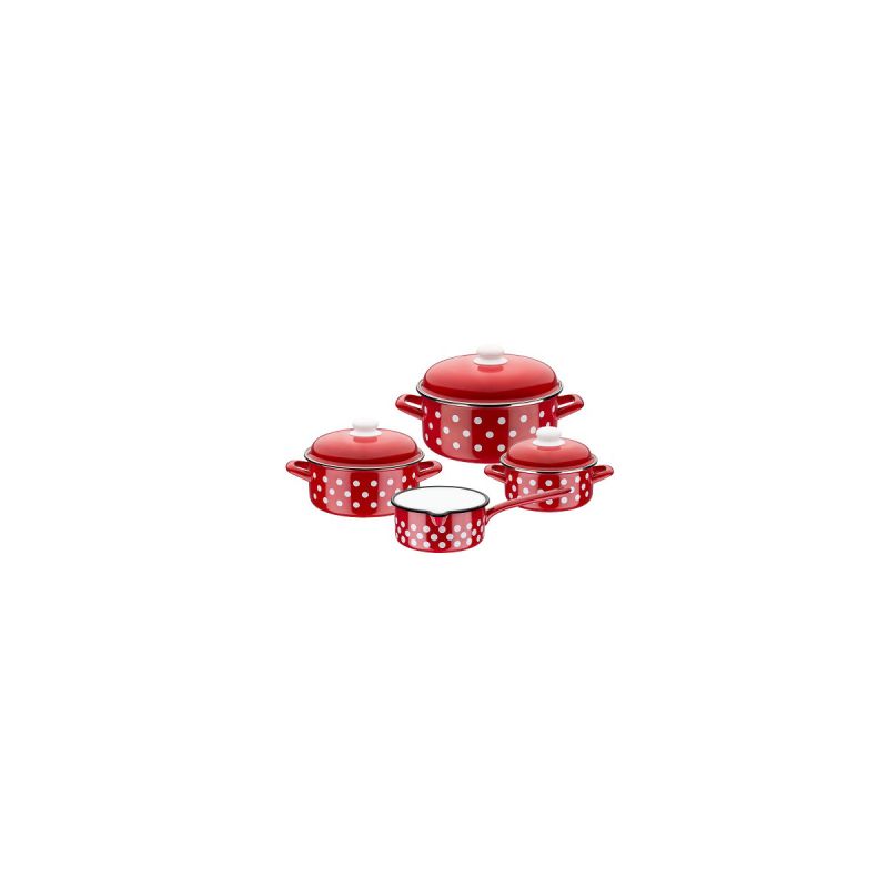 GSW Kochtopf-Set Pünktchen 7-tlg. rot/weiß