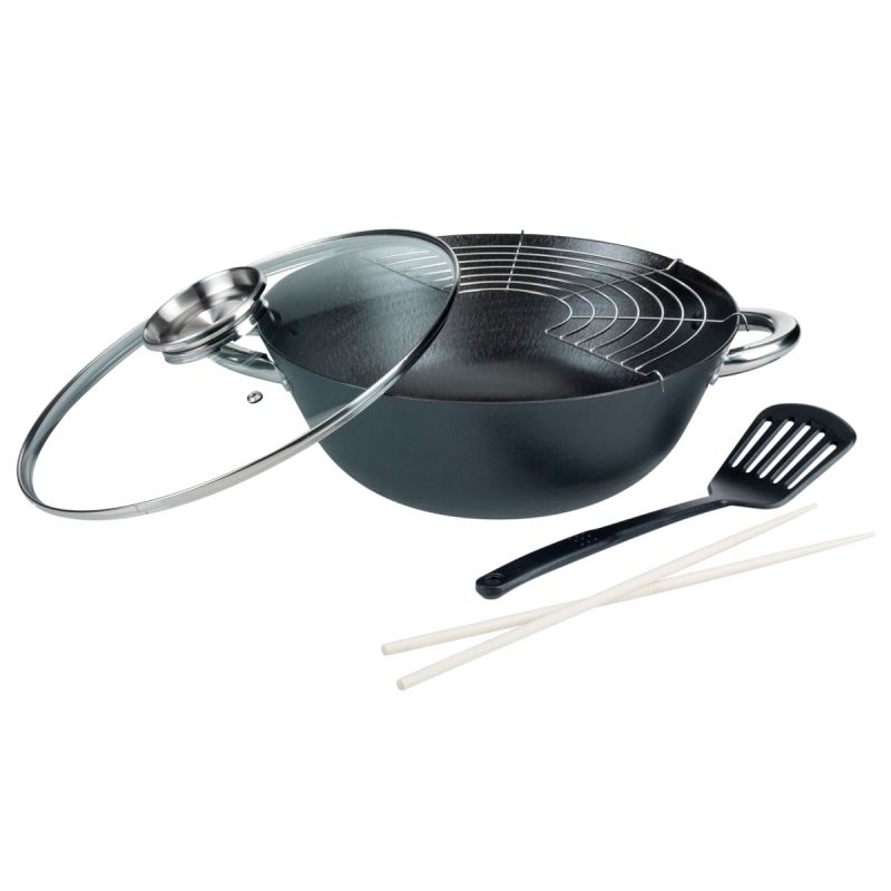 GSW Gusseisen Wok-Set / Multifunktionstopf 5-tlg.