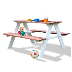 Coemo Picknicktisch Holz Kindersitzgruppe Weiß / Teak Coemo Picknicktisch Holz Kindersitzgruppe Weiß / Teak
