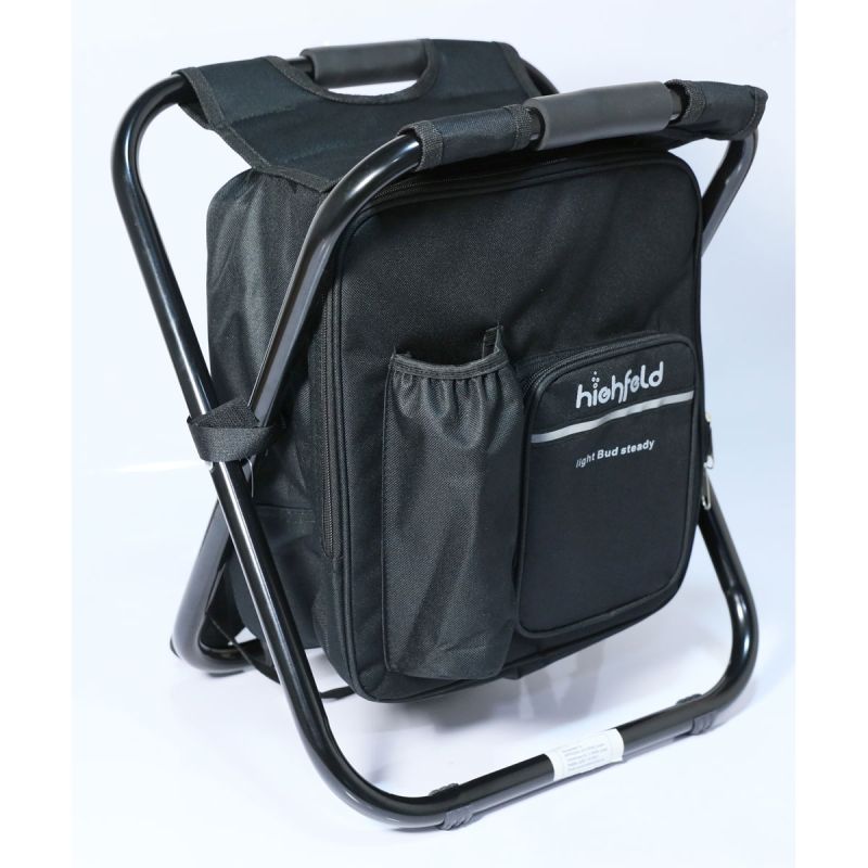 highfeld 3 in 1 Camping Stuhl mit Rucksack und Kühltasche black