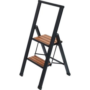 Wenko Alu-Design Klapptrittleiter, 2-stufig, schwarz Wenko Alu-Design Klapptrittleiter, 2-stufig, schwarz