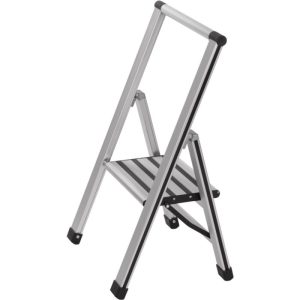 Wenko Alu-Design Klapptrittleiter, 1-stufig, silber Wenko Alu-Design Klapptrittleiter, 1-stufig, silber
