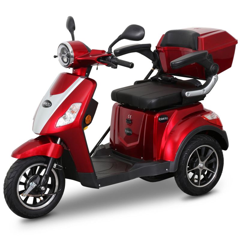 Rolektro E-Trike 15 V.2 Rot 60V-20Ah Bleigel Akkus 1000W Elektroroller Seniorenmobil