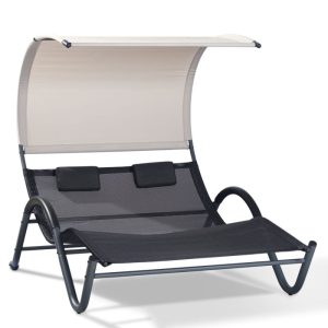 Leco Doppel Liege Gartenliege modern 195 x 140 x 162 cm