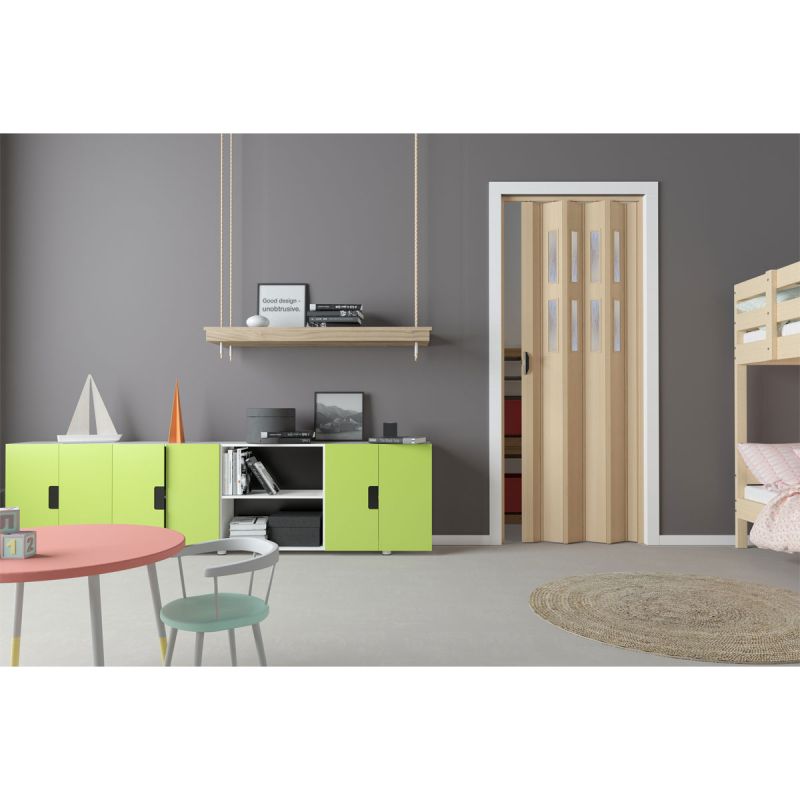 FORTE Kunststoff-Falttür Luciana B 88,5 x H 202 cm Esche holz 3 D 2 Fenster