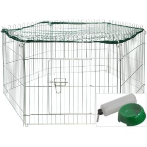 dobar Freilaufgehege-Set 112 x 56 x 98 cm silber 6-teilig